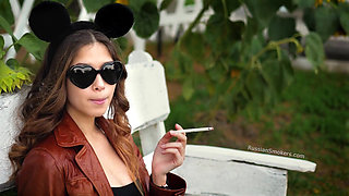 Sensual Russian Angel Smoking Cigarette in Sunlight