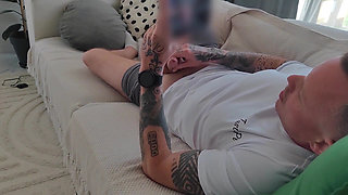 My Stepsister Caught Me Jerking off and Helped Me Cum!