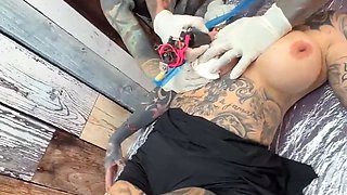 Tattooeed and Piercings Titty Tattoo Session Turns Into Wild Anal Ride