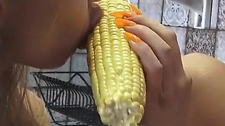 Blondies Have Sex Fun with Vegetables and Fruits in Kitchen