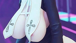 [mmd] Brilliant Marionette Black and White Erotic Fun Nun Meat Urinal Lewd Pattern Thong White Tiger Pussy