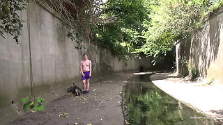 Watch Her Get Naked Outside and Show off Her Natural Unshaven Pussy