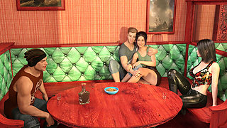 Having a Hard Time Fg 6 - Marianne Teases Jane and Greg by Flashing Her Pussy in Public Pub