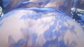 Sexy Filipina Milf, In A Sexy Blue See Through Dress & Sucking Her Big Nipples