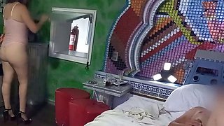 Public flashing in a hotel room - big ass Latina milf
