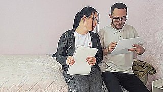 College Student 18+ Negotiates Grades With Professor... Inside The Car