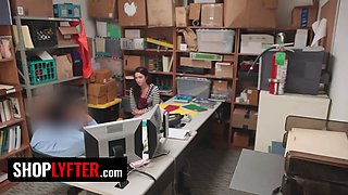 Shoplyfter - red haired babe Naiomi Mae detained for stealing gets what she is worth in the backroom