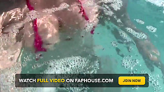 Artemisia Love Sexy and Horny Underwater Showing Her Big Tits in a Super Micro Bikini and You Can See Her Aureolas