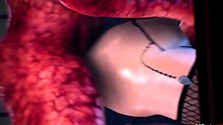 Stacked 3D nymphos cumming hard all over monster cocks