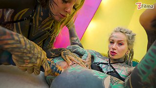 Heavy Tattooed Lesbian Toy Ride ANAL, ATM, and Fantasy Dildo Fun