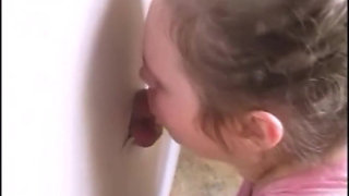 Wife Sucks Dick at Glory Hole & Swallows While Hubby Records