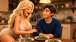 First Time With My New Stepmom in the Kitchen and Bedroom