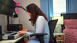 GROOBYGIRLS Curly Haired Tgirl Solo Masturbation