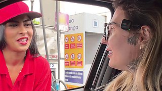 Brazilian Gas Station Hottie Ditches Job for Porn Stardom and Flashes Massive Tits in Speed Dating