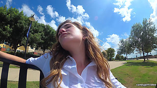 Skye Blue - Pink Micro Thong up the Skirt