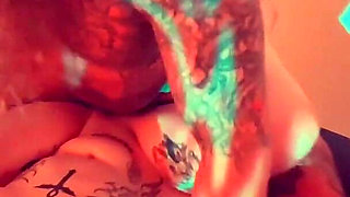 Hot Threesome with My Big Tattooed Daddy and Small Emo Chick