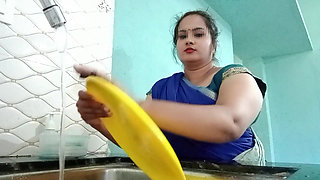 Dhaka gave utensils to desi bhabhi in the kitchen and left her in the bedroom