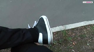 Jasmine Rouge Tastes Bubblegum vs. Thick Cock - Outdoor Amateur Blowjob