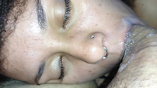 DELICIOUS CREAMPIE ON THE BEAUTIFUL FACE OF THIS GREEDY SLUT