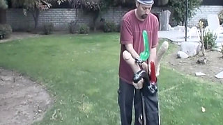 Mature MILF Stretched Wide by Massive Toys Outdoors