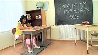 Dirty teen has sex in class with that old pig of her teacher