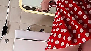 Hot Sexy Long Legs Blonde Takes Her Lace Panties off Under Her Skirt to Show Tight Pussy and Big Ass